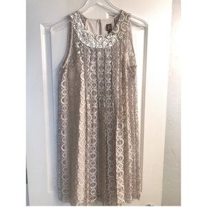 Anthropologie | Metallic Lace Dress